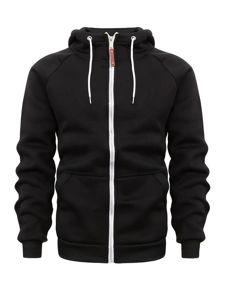 Men's full-zip hooded sweatshirt in black