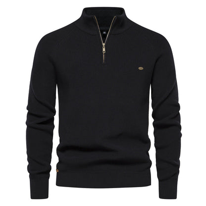 Men's black half-zip pullover sweater