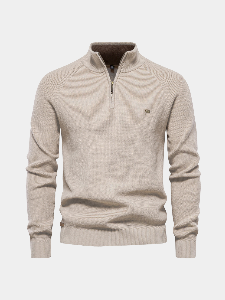 Men's black half-zip pullover sweater