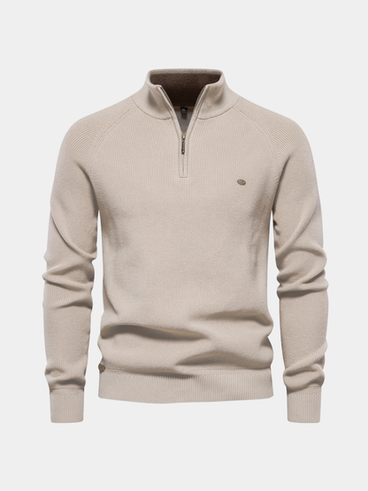Men's black half-zip pullover sweater