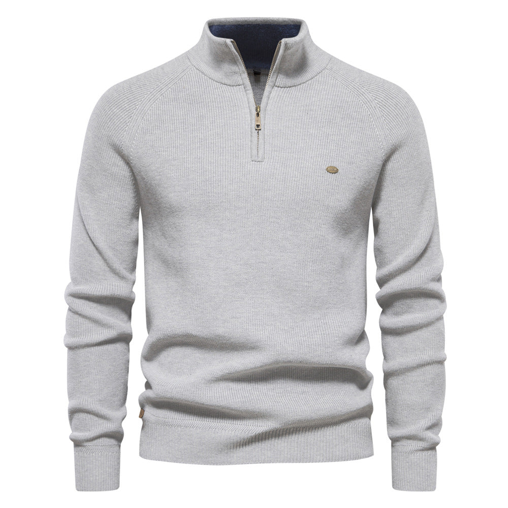 Men's black half-zip pullover sweater