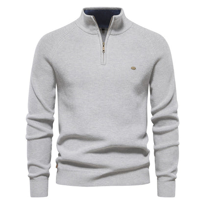 Men's black half-zip pullover sweater