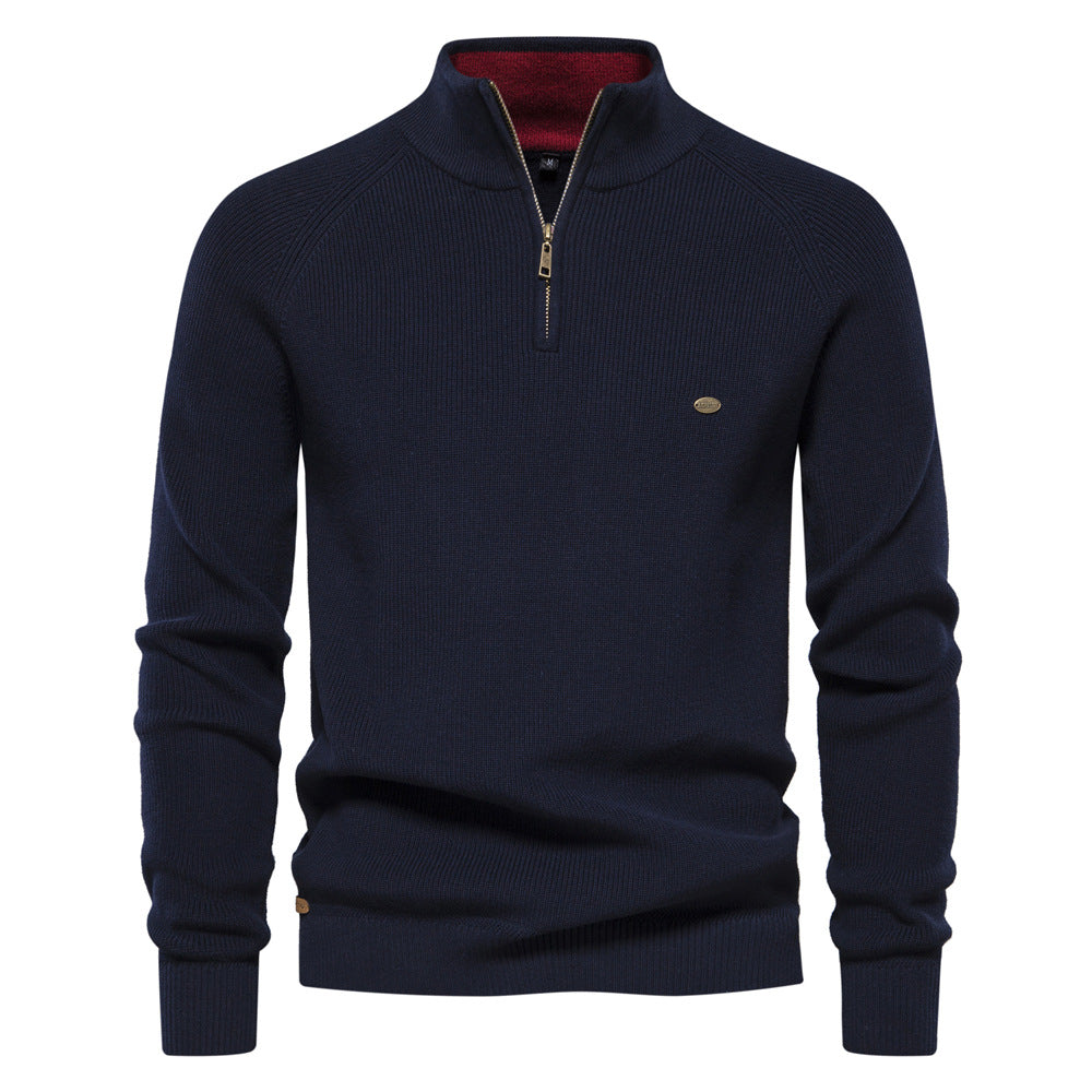 Men's black half-zip pullover sweater