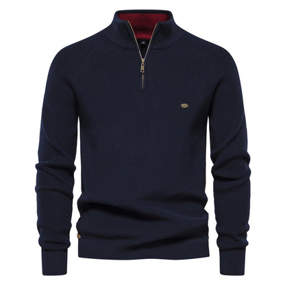 Men's black half-zip pullover sweater