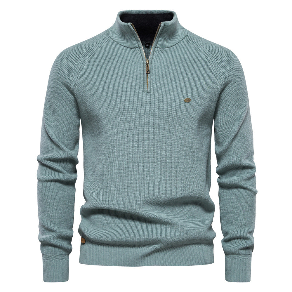 Men's black half-zip pullover sweater
