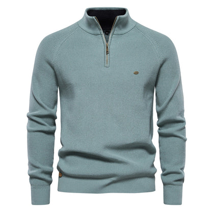 Men's black half-zip pullover sweater
