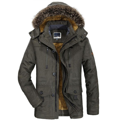 Men's fleece-lined hooded parka jacket in gray