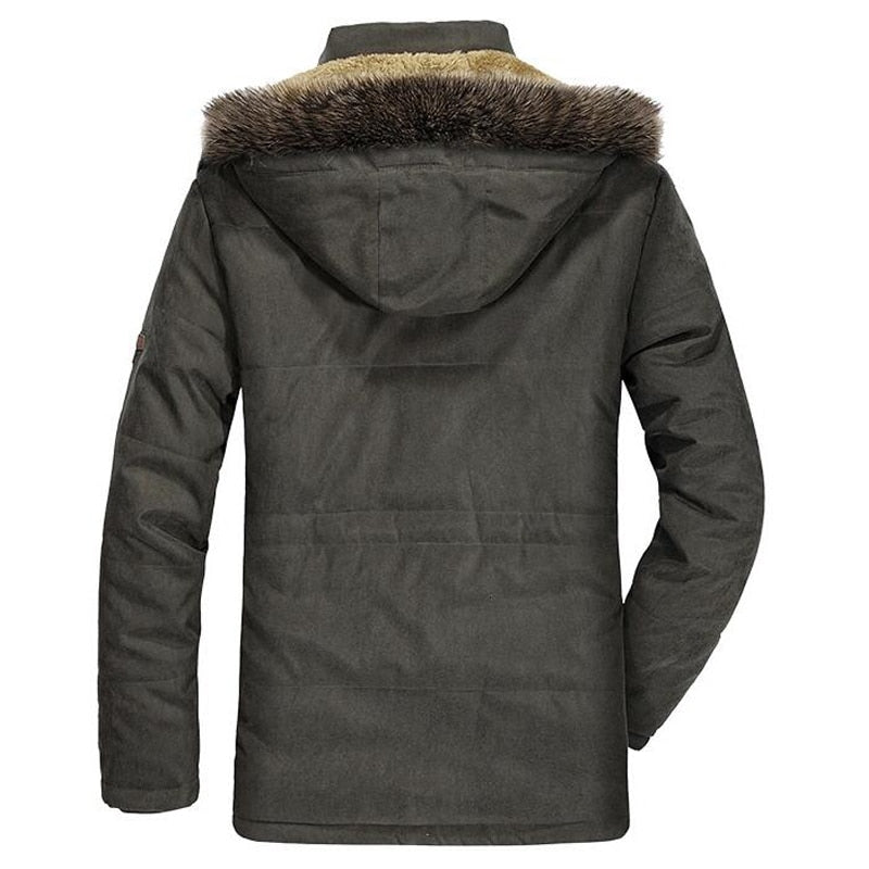 Men's fleece-lined hooded parka jacket in gray