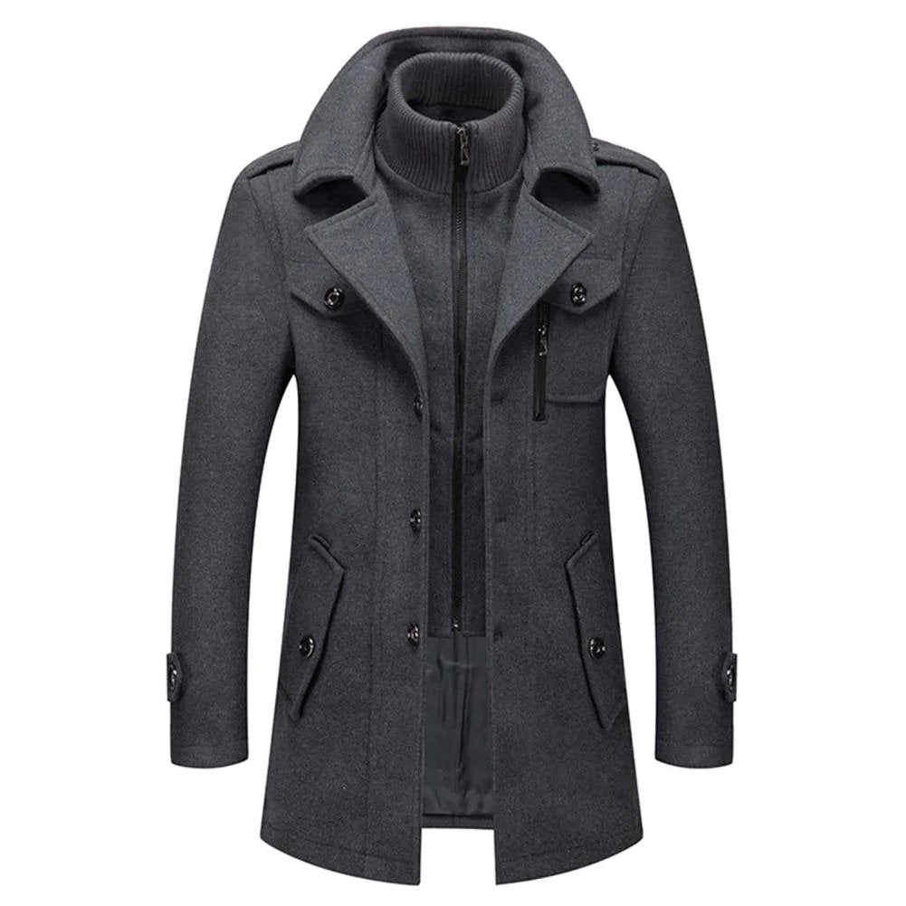 Men's long winter coat in gray