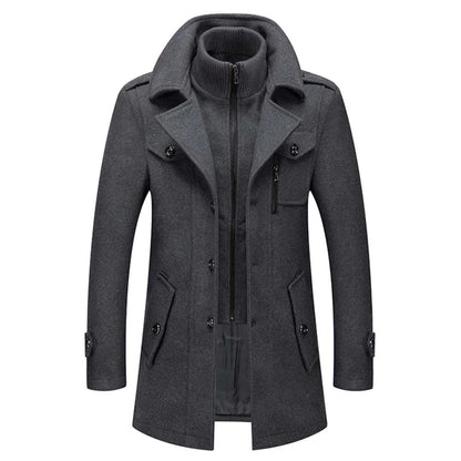Men's long winter coat in gray