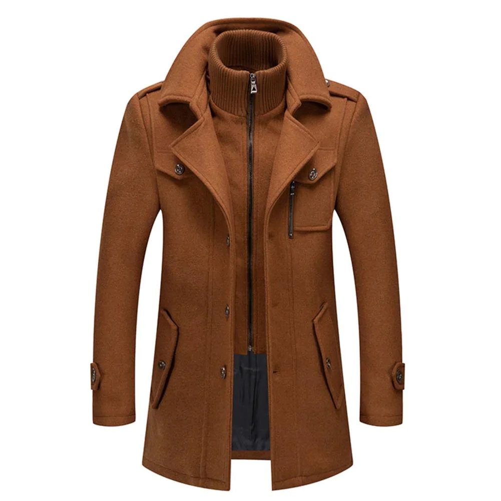 Men's long winter coat in brown