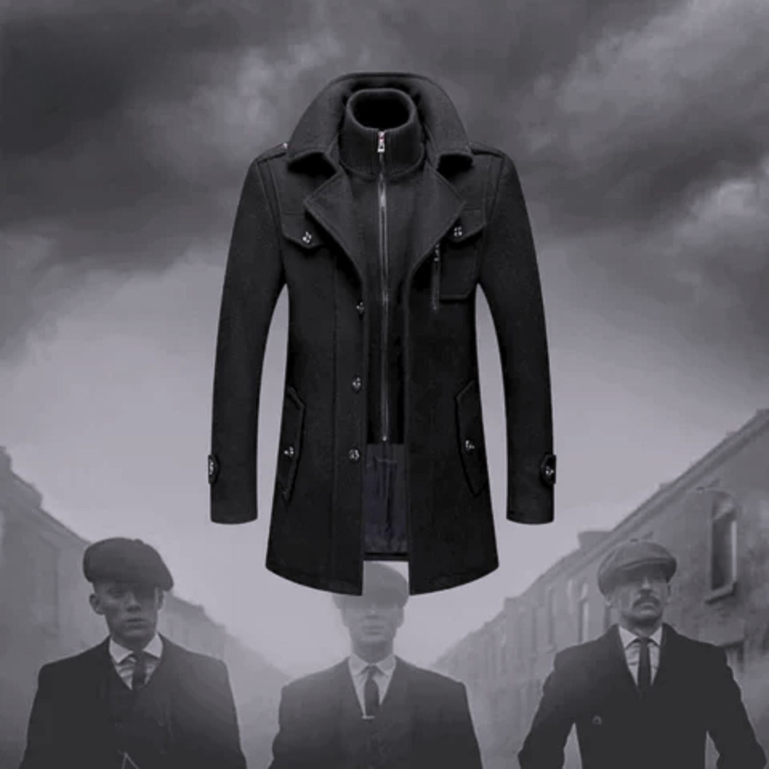 Men's long winter coat in gray