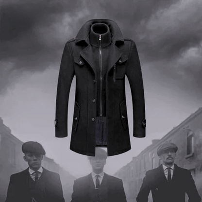 Men's long winter coat in gray