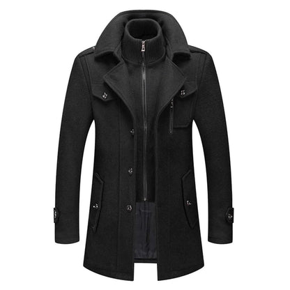 Men's long winter coat in black