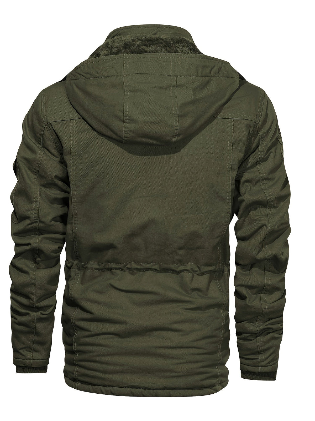 Men's multi-pocket hooded utility jacket in army green