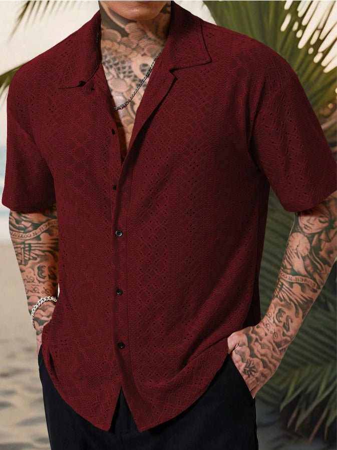 Men's Shirt Camp Collar Short Sleeve Relaxed Fit 3