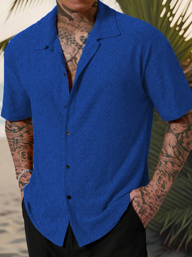 Men's Shirt Camp Collar Short Sleeve Relaxed Fit 4