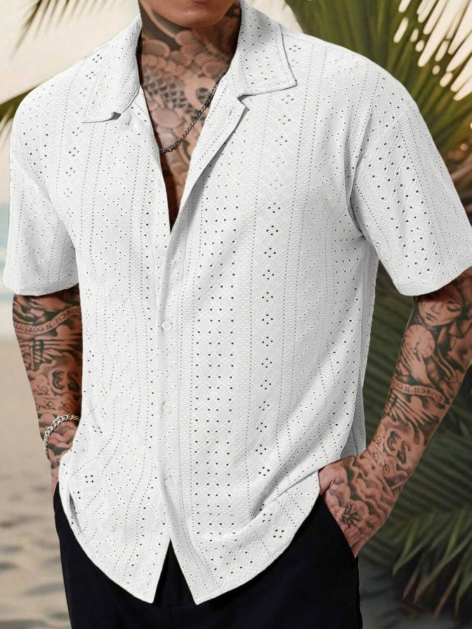 Men's Shirt Camp Collar Short Sleeve Relaxed Fit 5