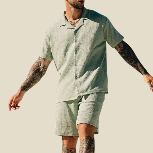 Men's Short Set Camp Collar Relaxed Fit 0