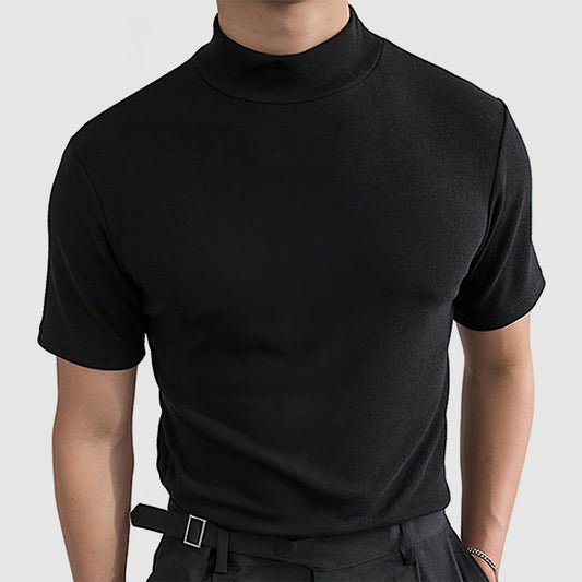 Men's T Shirt Fitted Mock Neck Short Sleeve 0