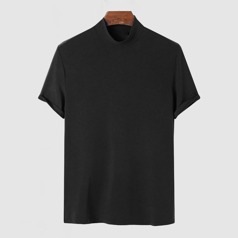 Men's T Shirt Fitted Mock Neck Short Sleeve 1