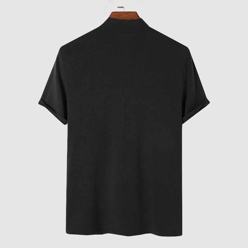 Men's T Shirt Fitted Mock Neck Short Sleeve 2