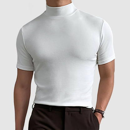 Men's T Shirt Fitted Mock Neck Short Sleeve 4