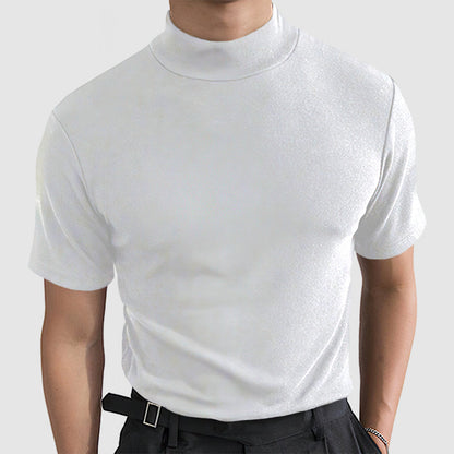 Men's T Shirt Fitted Mock Neck Short Sleeve 5
