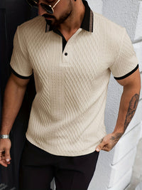 Eli | Men's Textured Polo Shirt Short Sleeve Slim Fit