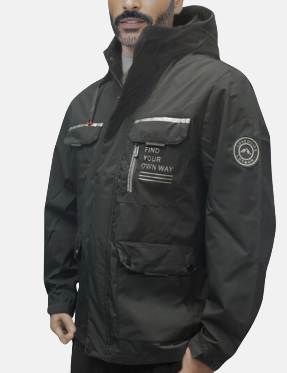 Men's waterproof winter jacket with removable hood in white