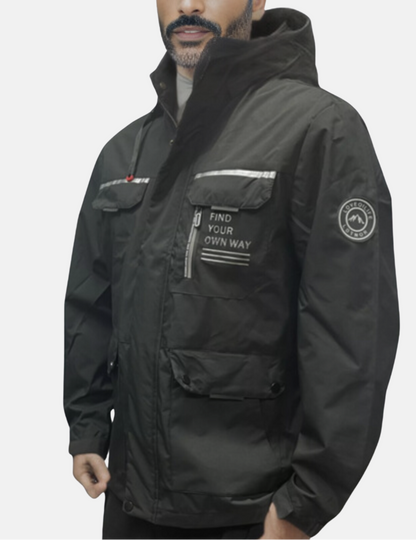 Men's waterproof winter jacket with removable hood in white