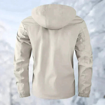 Men's waterproof winter jacket with removable hood in white