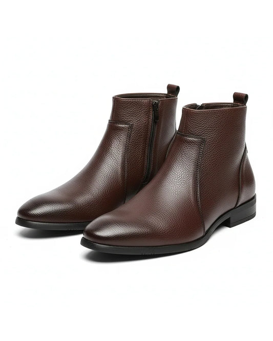 Griffin zip leather boots, front view