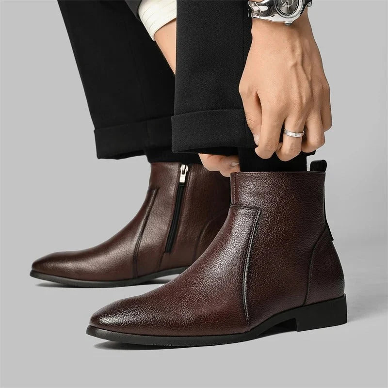 Griffin leather boots, side profile