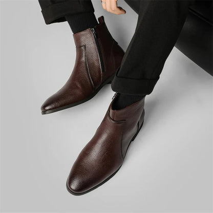 Griffin leather boots, side zip detail