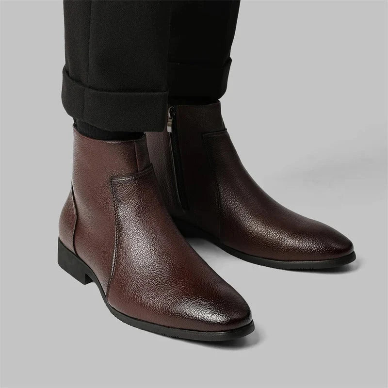 Griffin leather boots in black