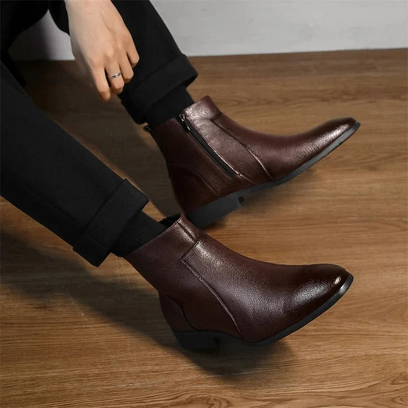 Griffin leather boots, back view
