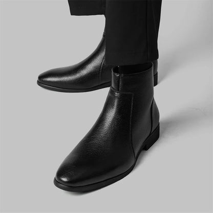 Griffin leather boots, close-up