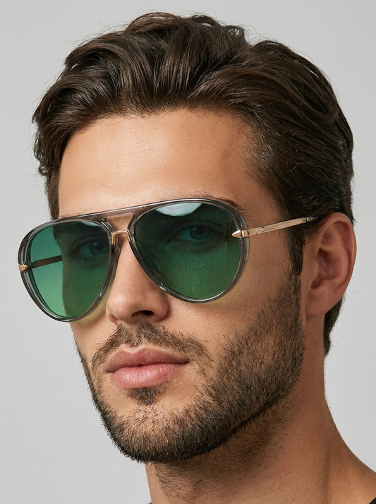 green Aviator Sunglasses