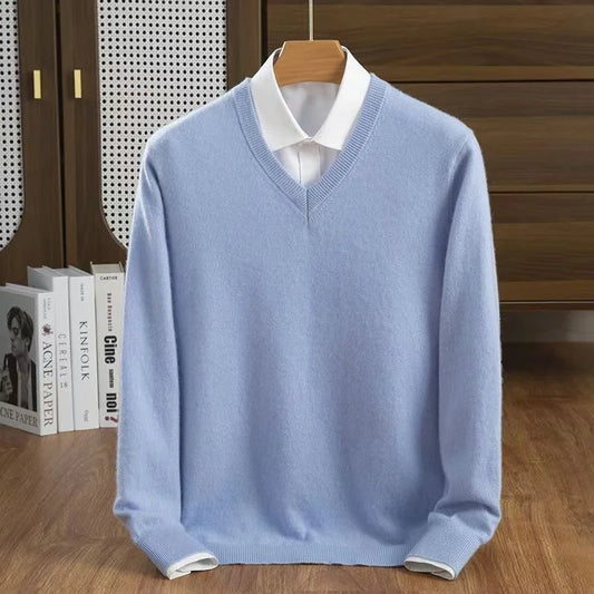 Gianna lightweight cashmere V-neck sweater, front view