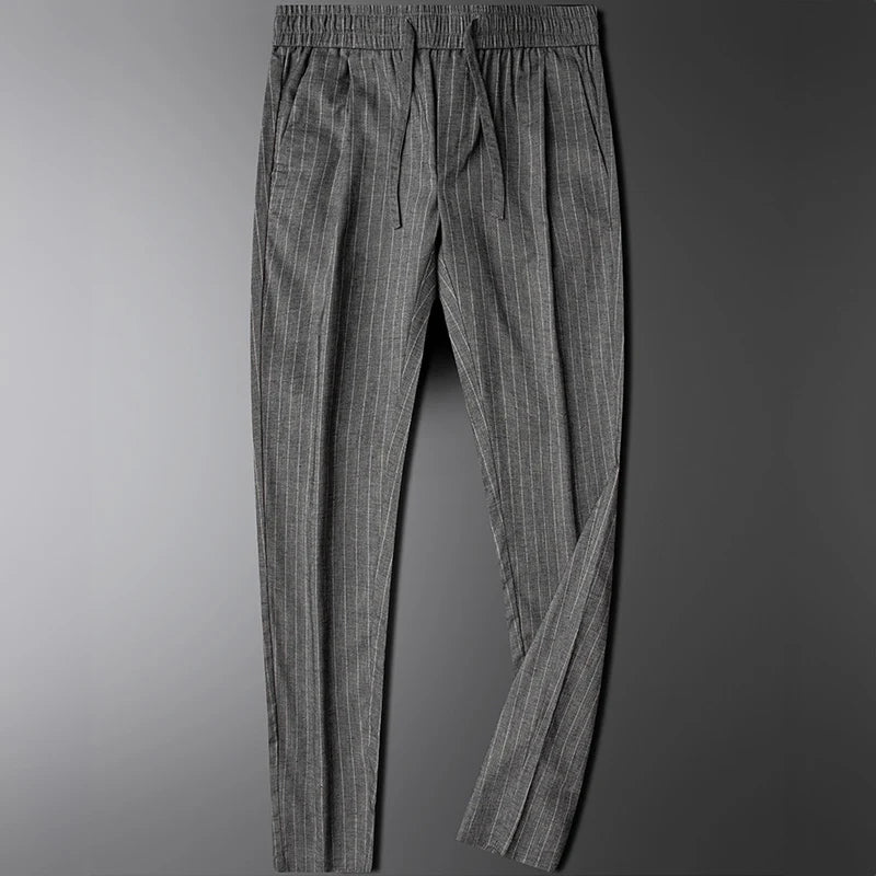 Men's cotton linen drawstring pants