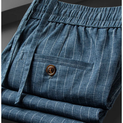 Men's cotton linen drawstring pants