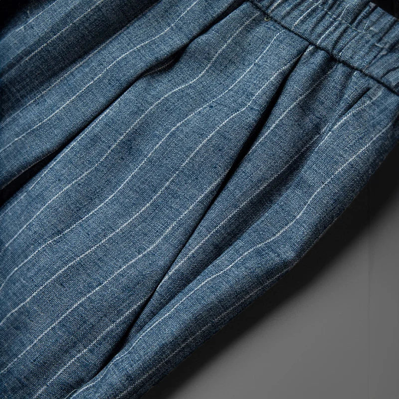 Men's cotton linen drawstring pants