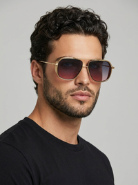 Roman | Square Aviator Sunglasses with Gold Frame & UV400