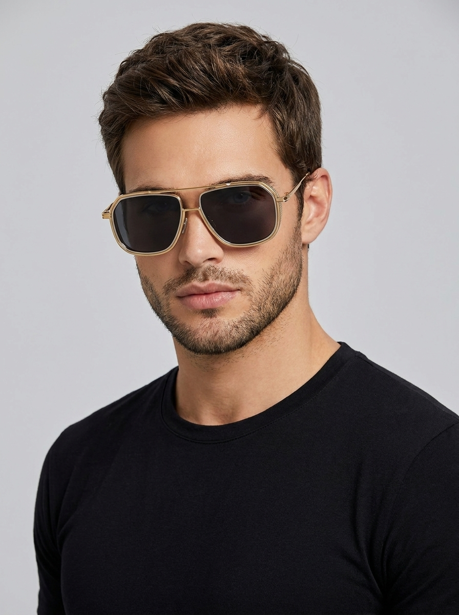 burgundy Square Aviator Sunglasses