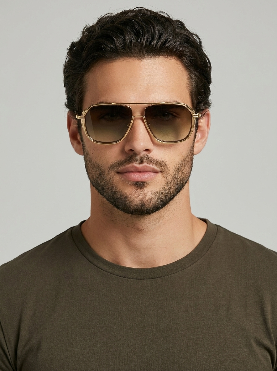 burgundy Square Aviator Sunglasses
