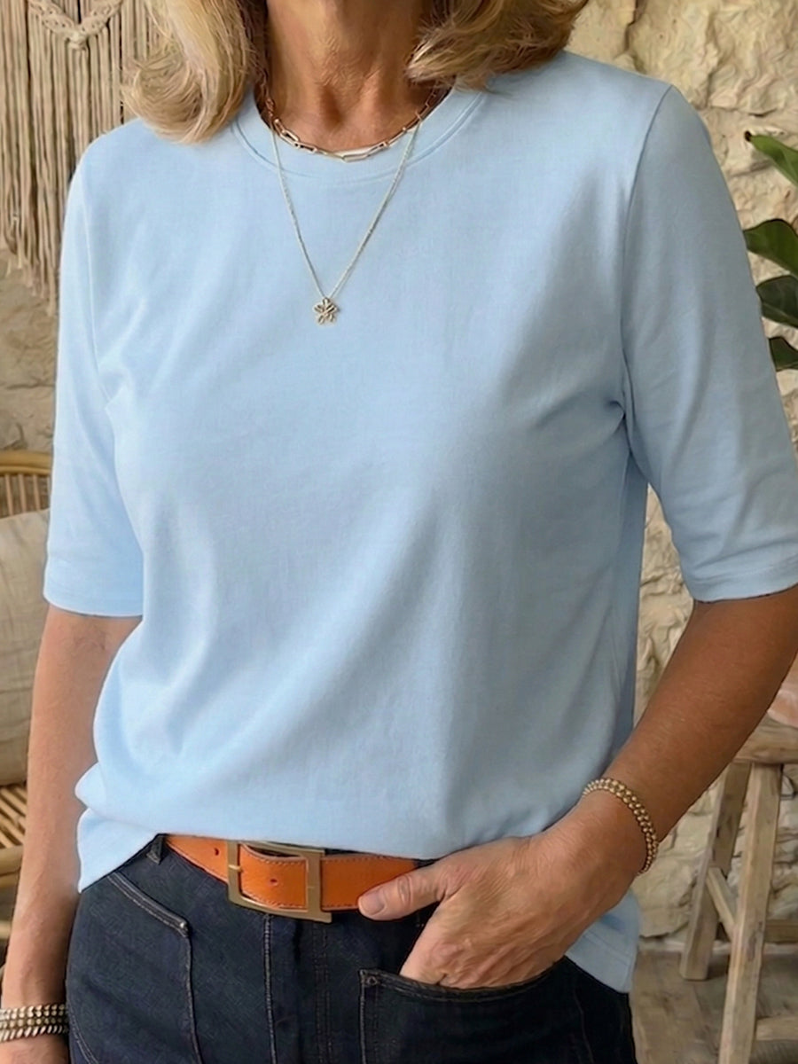 Half-sleeve cotton t-shirt in blue