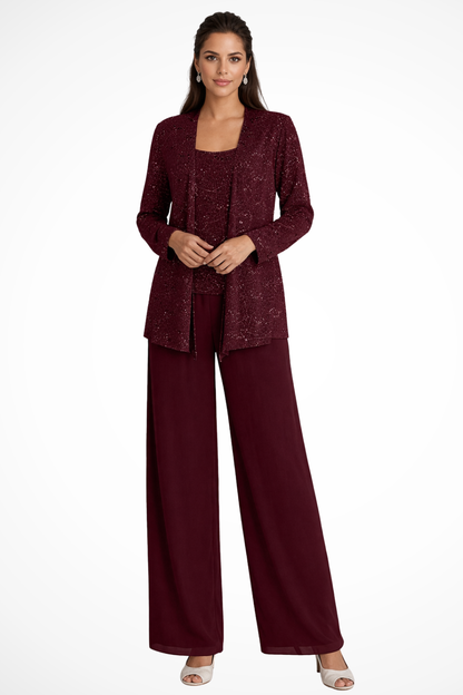 Women's black 3 piece wide leg wedding guest pant suit