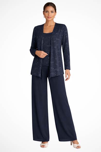 Women's black 3 piece wide leg wedding guest pant suit