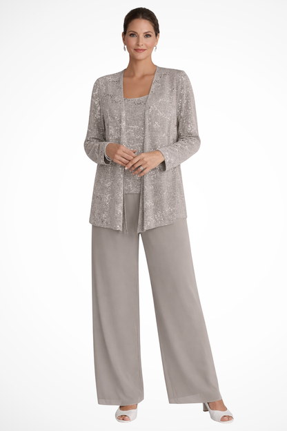 Women's black 3 piece wide leg wedding guest pant suit